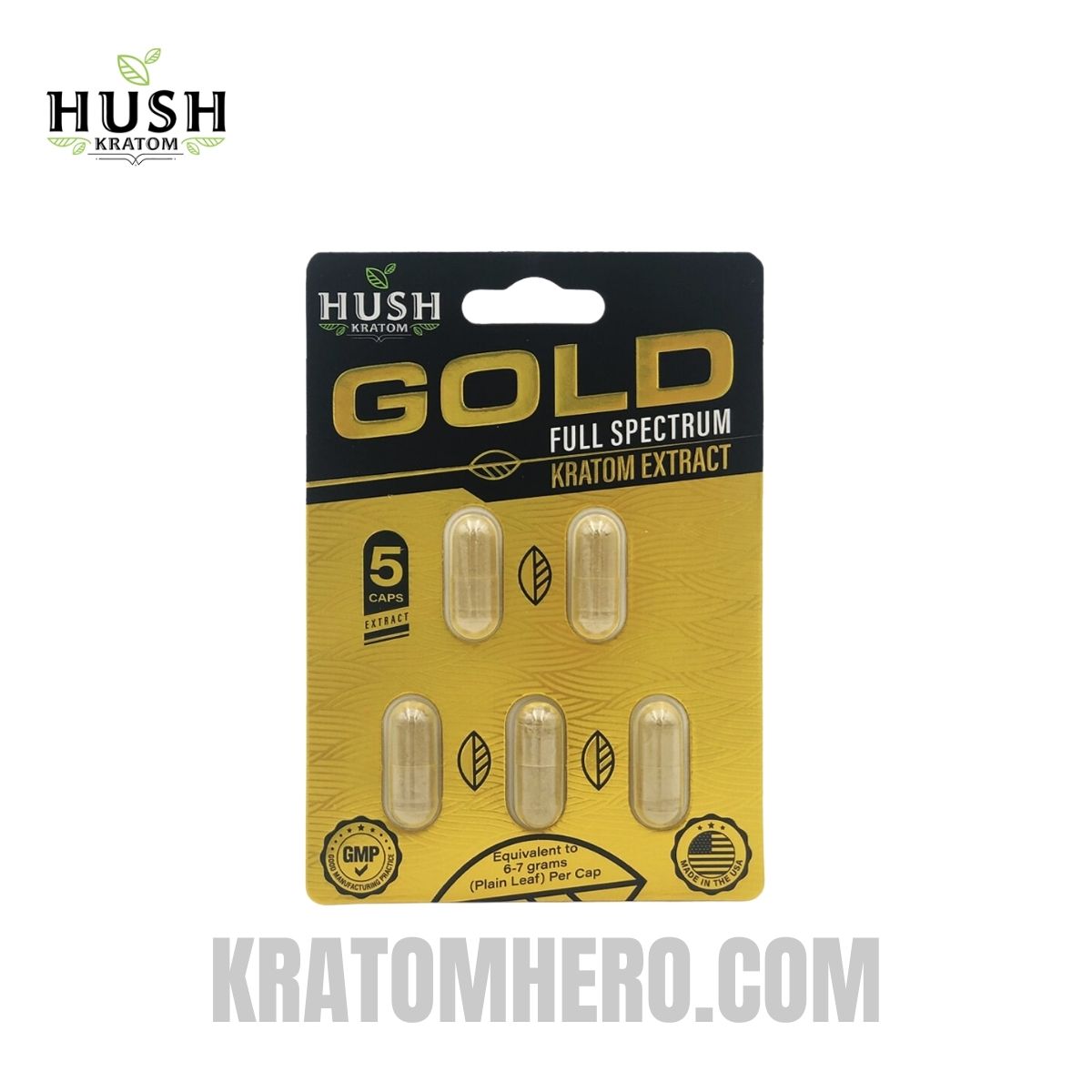 Hush Gold Kratom Extract Capsules 5 Count Hush Gold Kratom Extract Capsules 5 Count