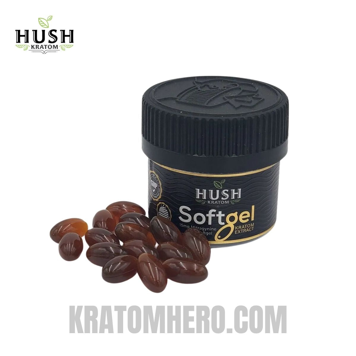 Hush Kratom Extract Soft Gel Capsules 15 Count Hush Kratom Extract Soft Gel Capsules 15 Count