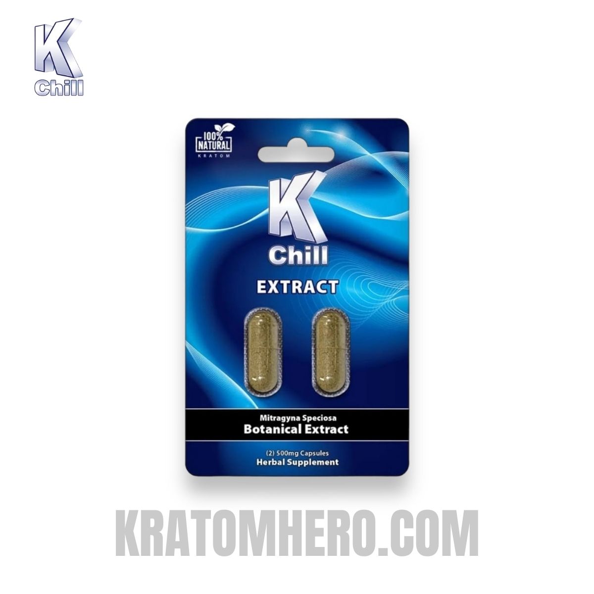 K Chill Kratom Extract Blue Capsules 2ct 500mg K Chill Kratom Extract Blue Capsules 2ct 500mg
