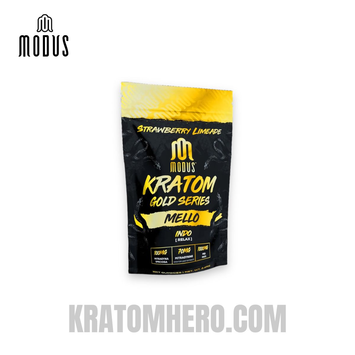 Modus Kratom Gummies Gold Series Mello Indo Relax Strawberry Limeade 10ct Modus Kratom Gummies Gold Series Mello Indo Relax Strawberry Limeade 10ct