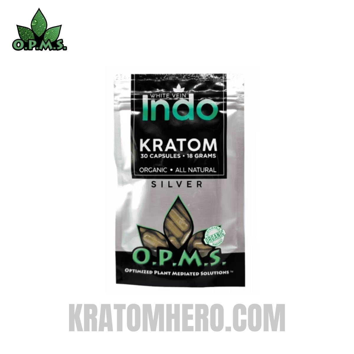 OPMS Silver White Vein Indo Kratom Capsules OPMS Silver White Vein Indo Kratom Capsules