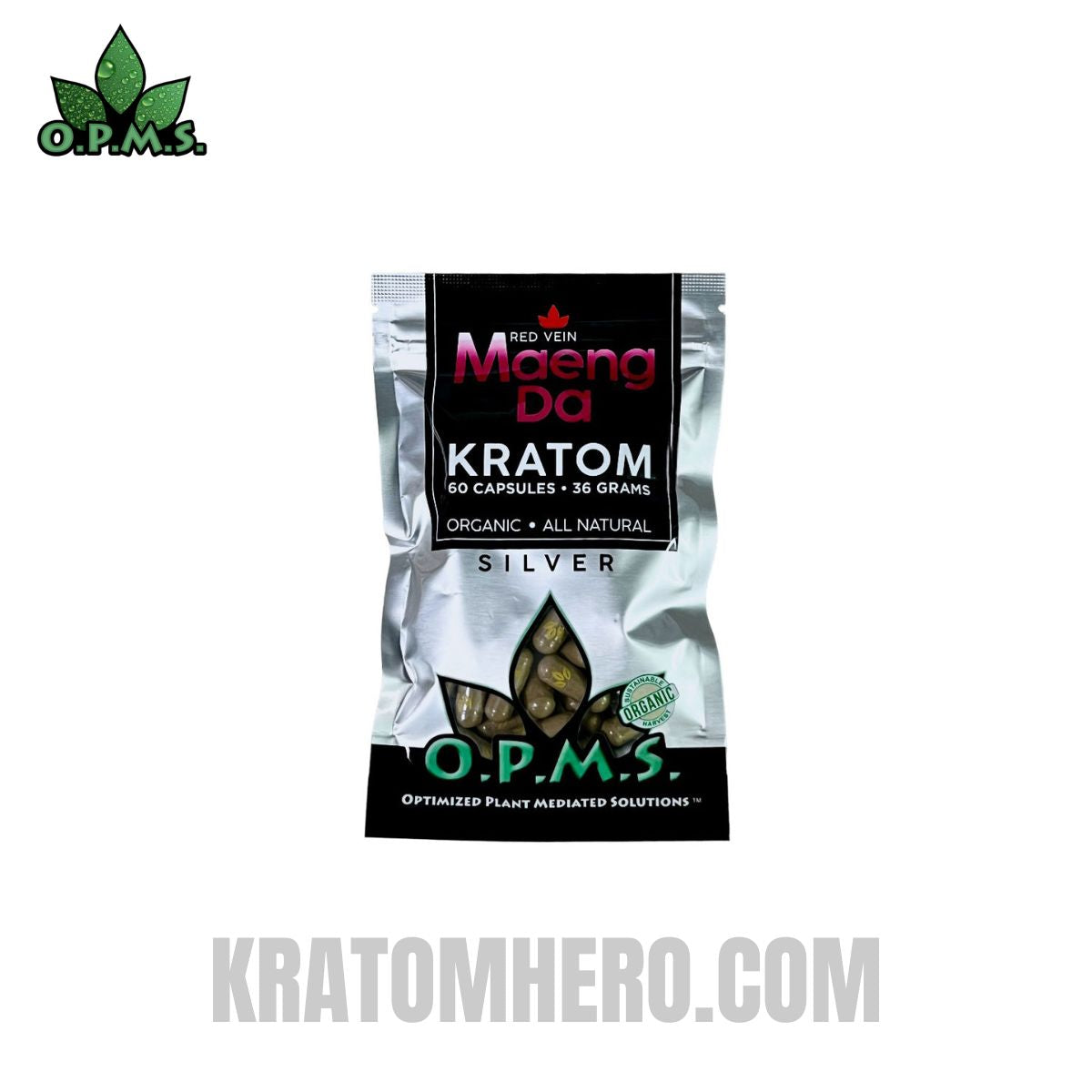 OPMS Silver Red Vein Maeng Da Kratom Capsules - 60 Capsules OPMS Silver Red Vein Maeng Da Kratom Capsules - 60 Capsules