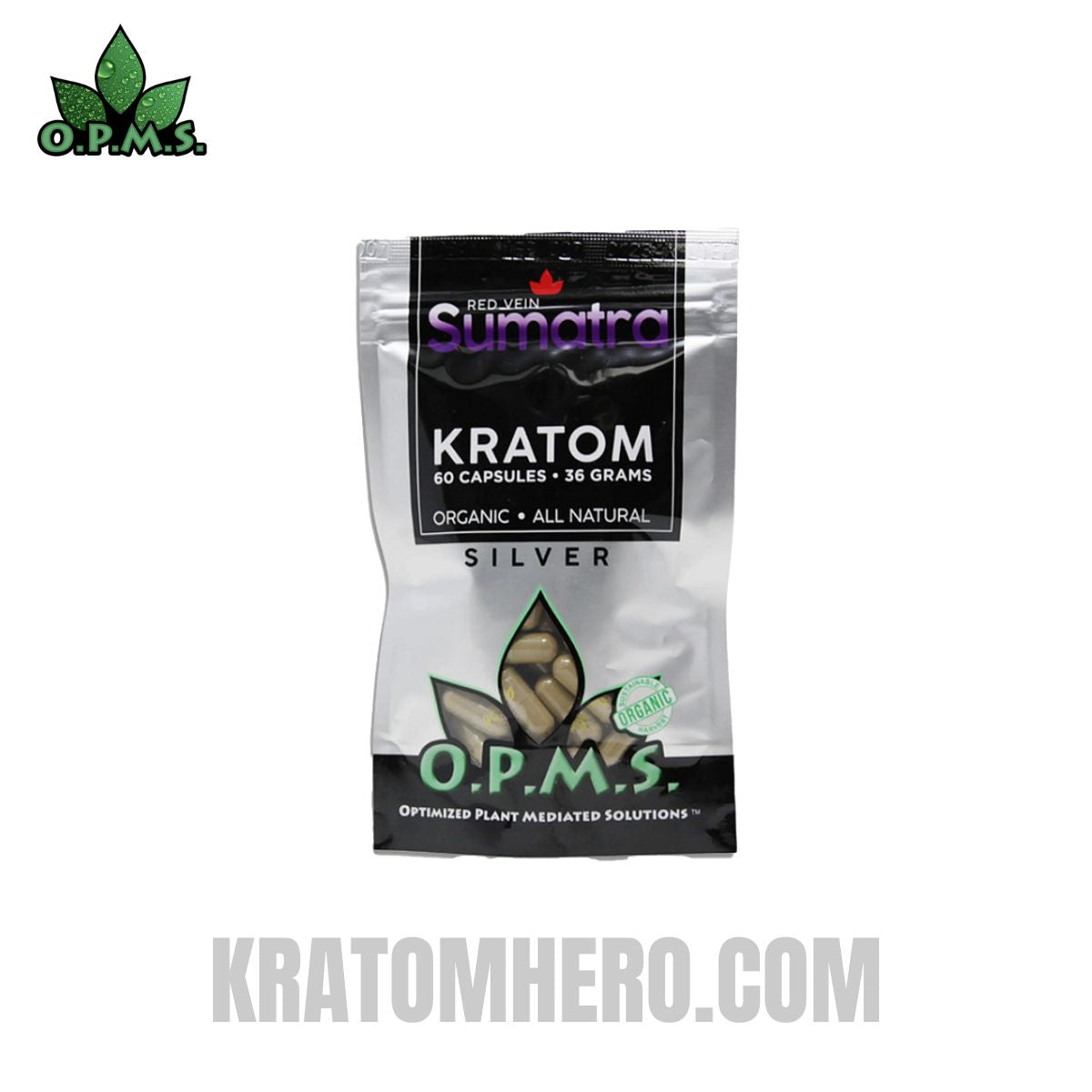 OPMS Silver Red Vein Sumatra Kratom Capsules OPMS Silver Red Vein Sumatra Kratom Capsules