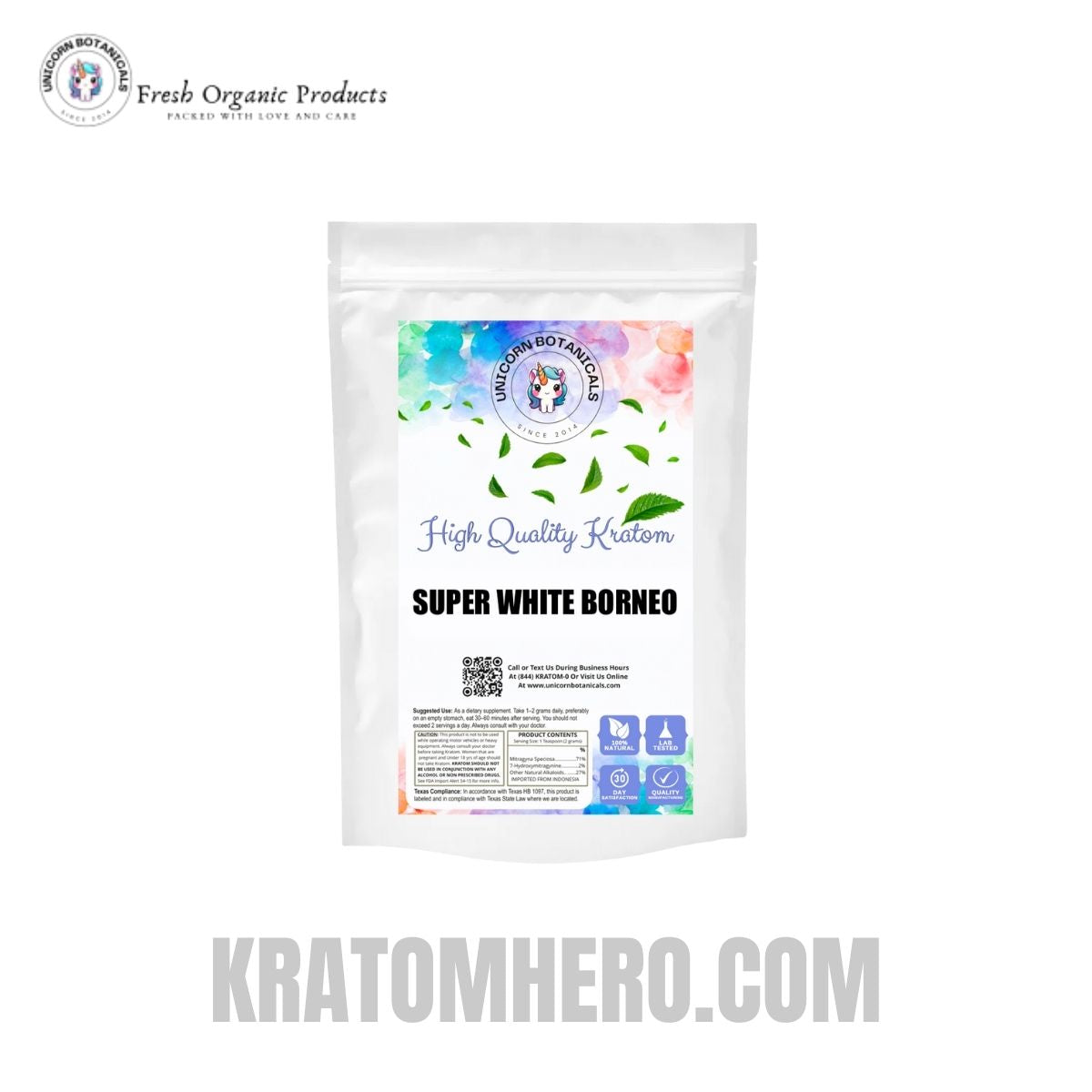 Unicorn Botanicals Super White Borneo Kratom Powder Unicorn Botanicals Super White Borneo Kratom Powder