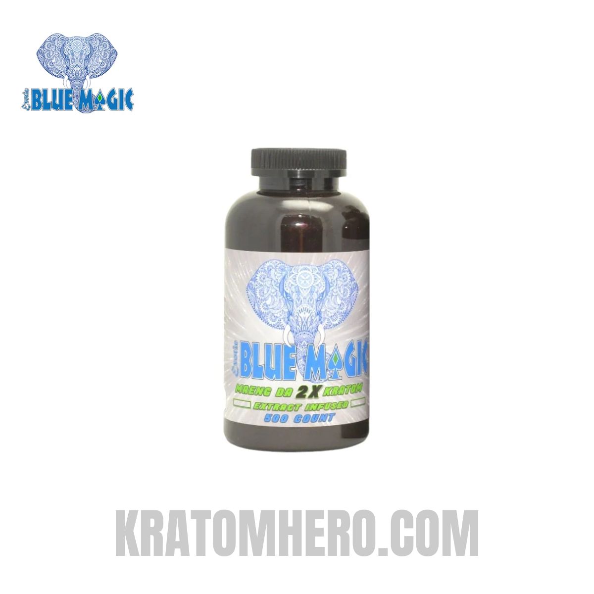 Blue Magic Green Malay 2X Kratom Capsules 500Ct