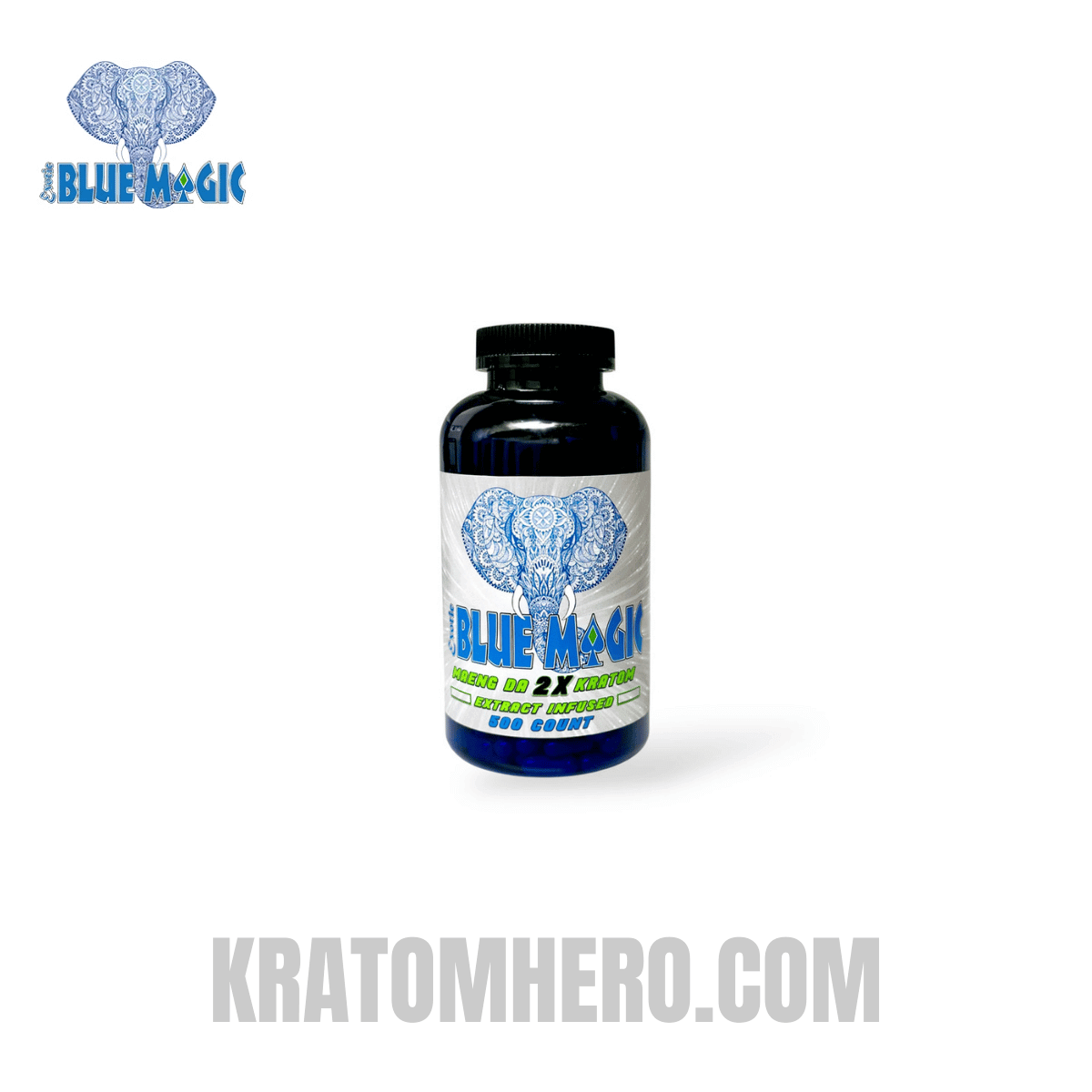 Blue Magic 2X Kratom Extract Infused Capsules Maeng Da Kratom - 500Ct
