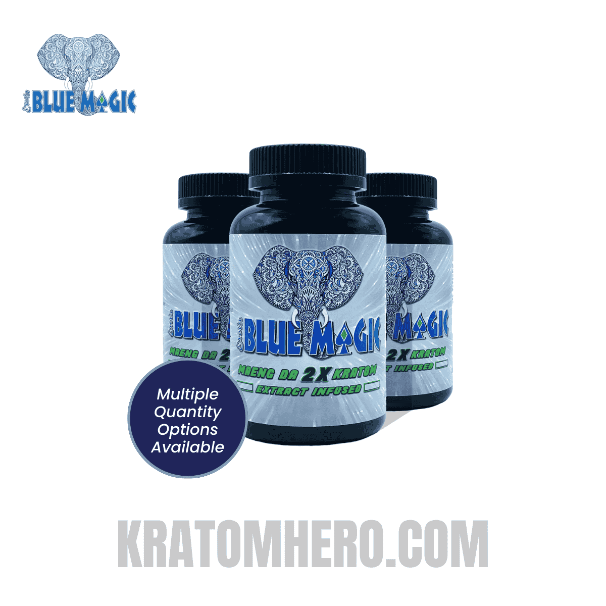 Blue Magic 2X Kratom Extract Infused Capsules Maeng Da Kratom - 60Ct