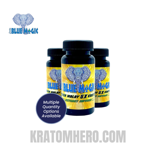 Blue Magic Green Malay 5X Kratom Capsules 15ct