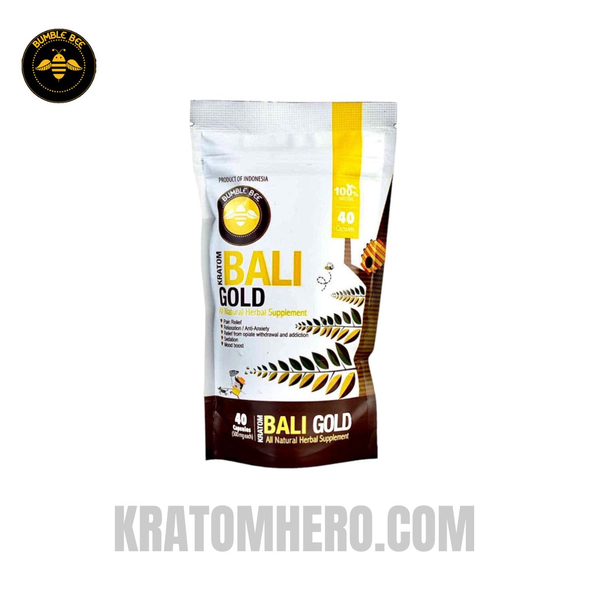 Bumble Bee Kratom Capsules Bali Gold - 40 Capsules