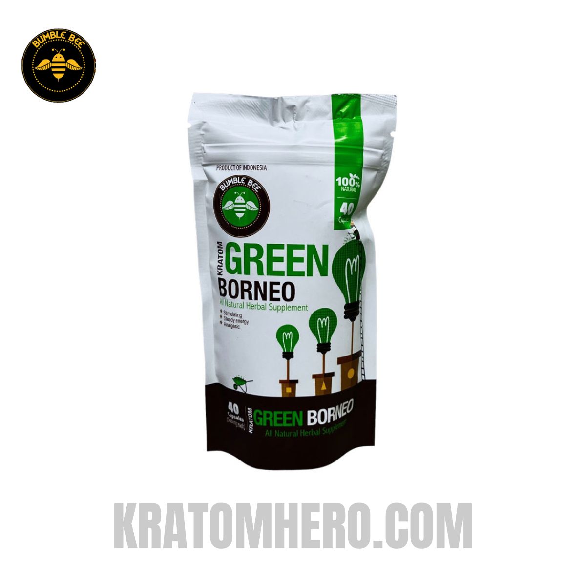Bumble Bee Kratom Capsules Green Borneo - 40 Capsules