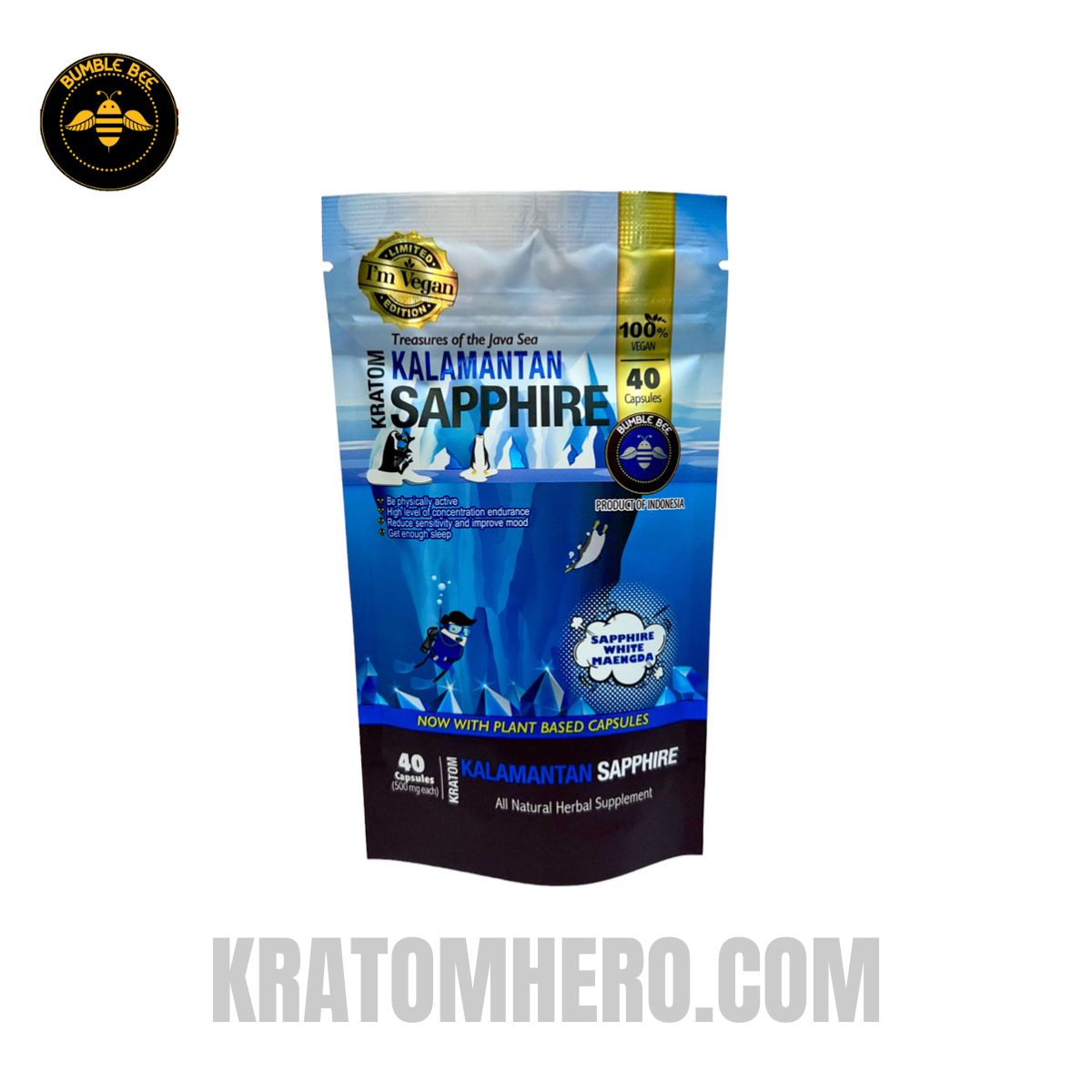Bumble Bee Kratom Capsules Kalamantan Sapphire Maeng Da