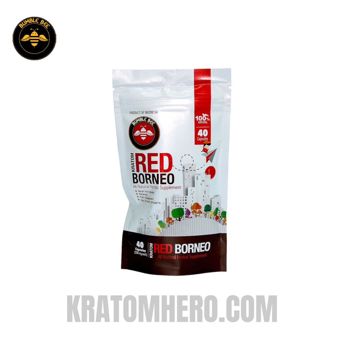 Bumble Bee Kratom Capsules Red Borneo - 40 Capsules