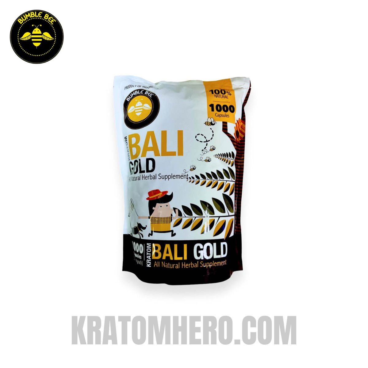 Bumble Bee Kratom Capsules Bali Gold - 1000 Capsules