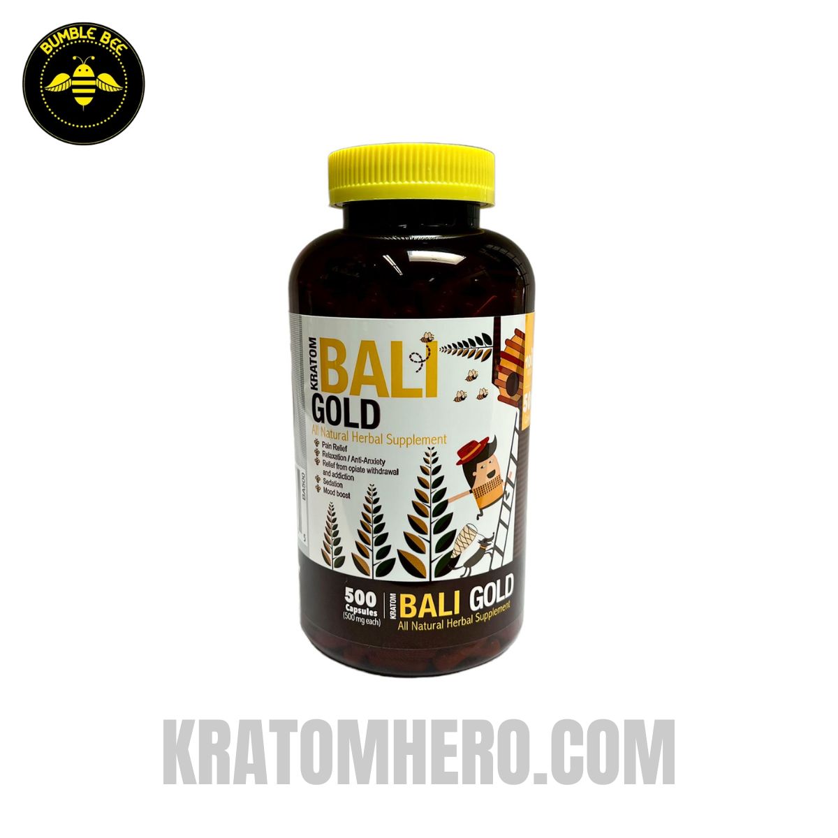Bumble Bee Kratom Capsules Bali Gold - 500 Capsules