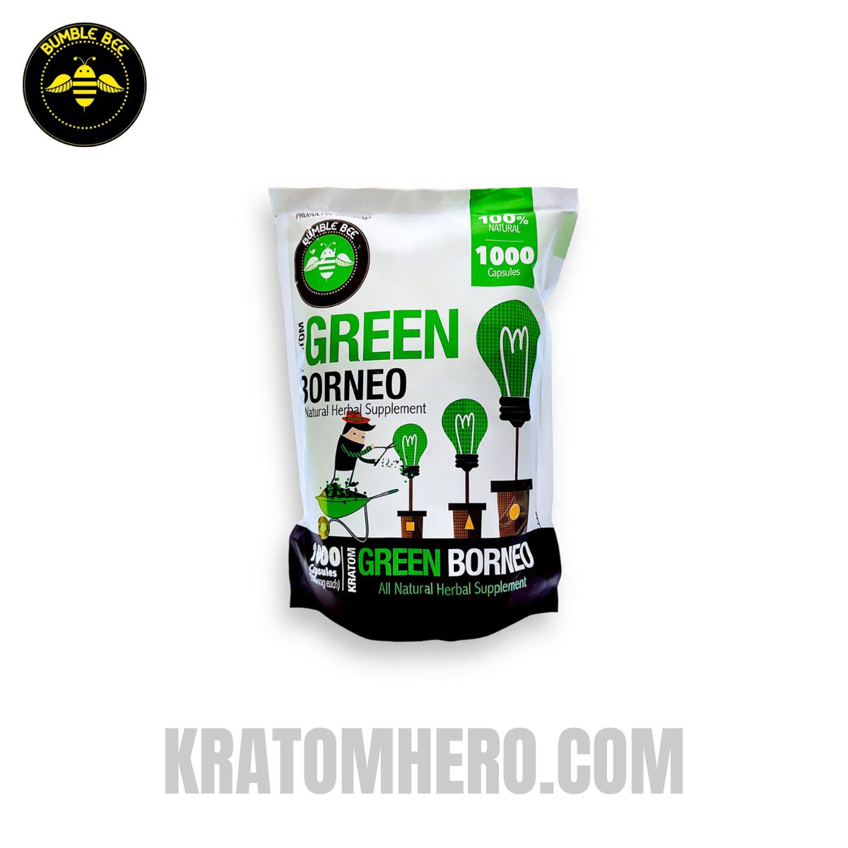 Bumble Bee Kratom Capsules Green Borneo - 1000 Capsules