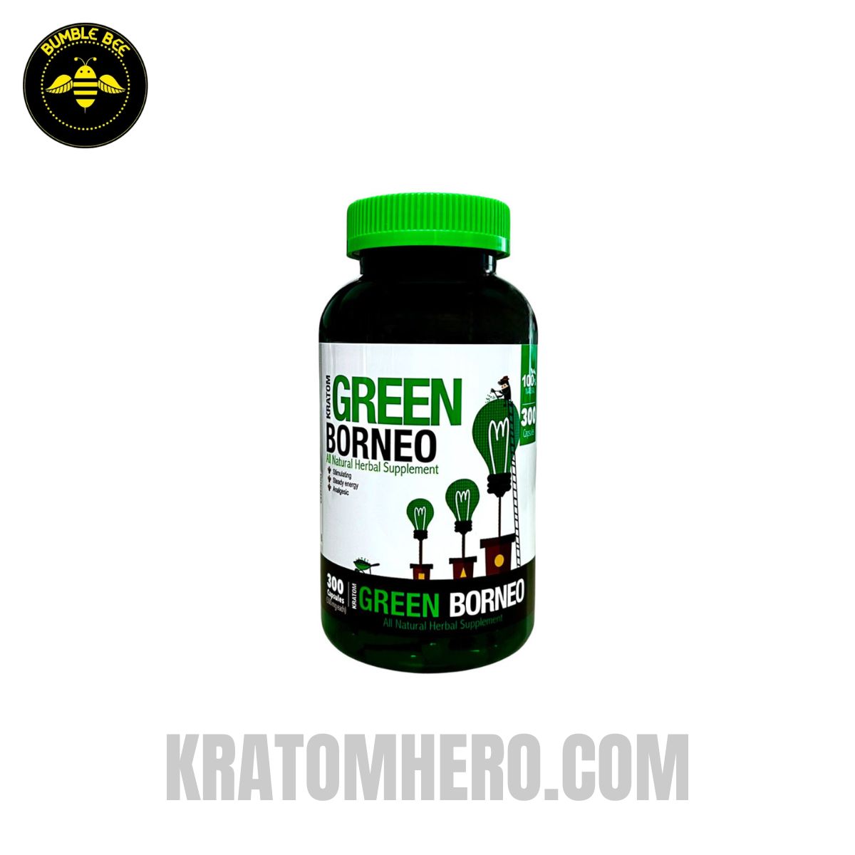 Bumble Bee Kratom Capsules Green Borneo - 300 Capsules