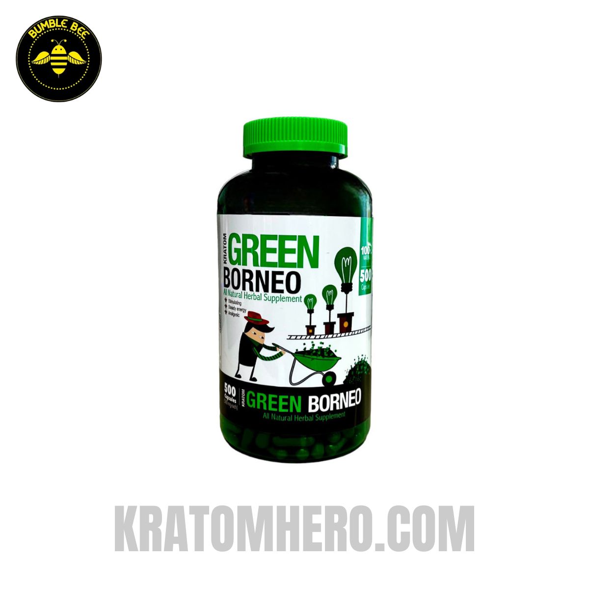 Bumble Bee Kratom Capsules Green Borneo - 500 Capsules