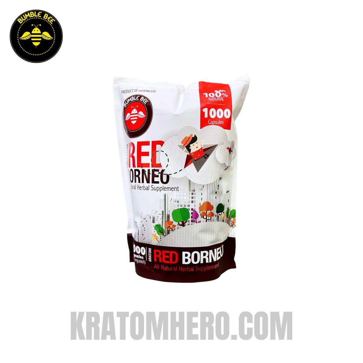 Bumble Bee Kratom Capsules Red Borneo - 1000 Capsules