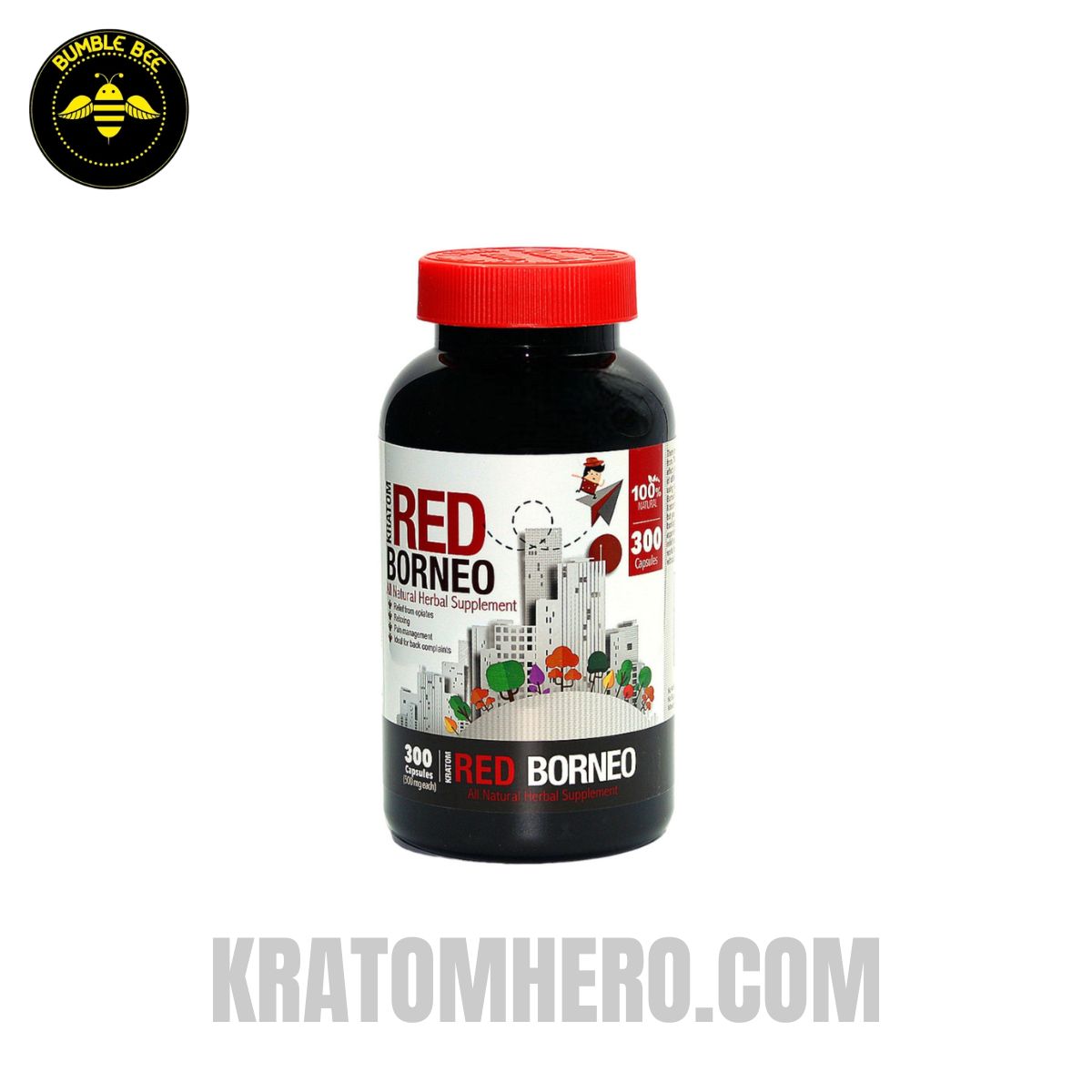 Bumble Bee Kratom Capsules Red Borneo - 300 Capsules
