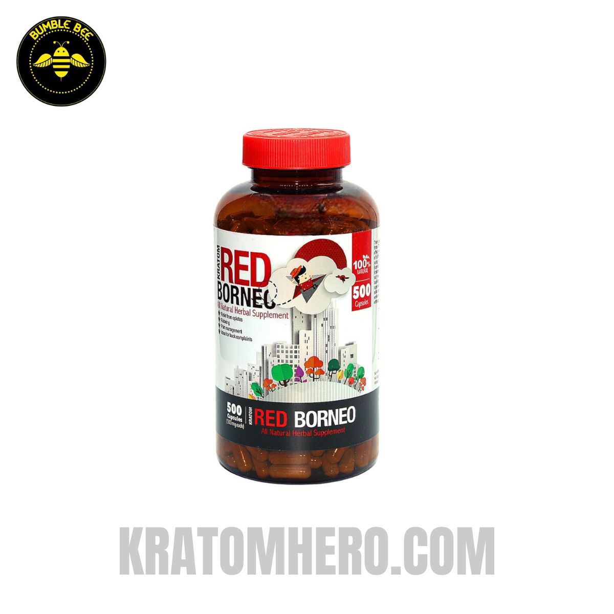Bumble Bee Kratom Capsules Red Borneo - 500 Capsules