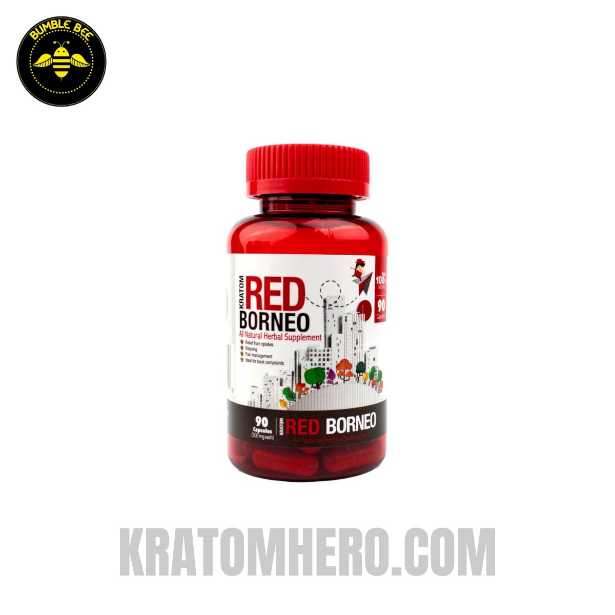 Bumble Bee Kratom Capsules Red Borneo - 90 Capsules
