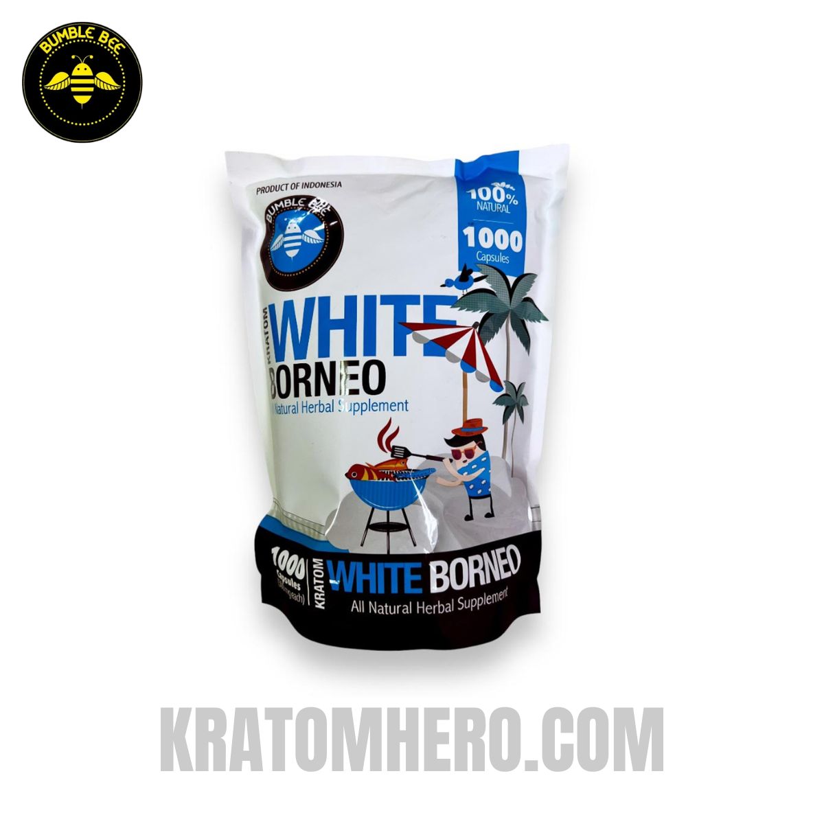 Bumble Bee Kratom Capsules White Borneo - 1000 Capsules