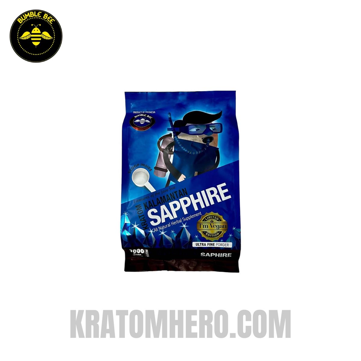 Bumble Bee Kratom Powder Kalamantan Sapphire Maeng Da - 1000 Grams