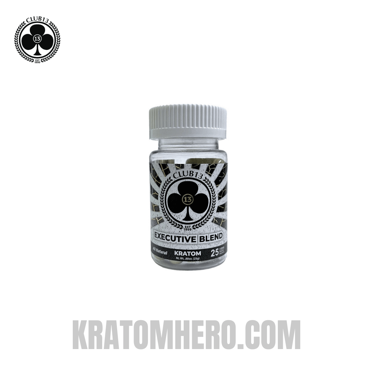 Club 13 Executive Blend Kratom Capsules - 25 Capsules