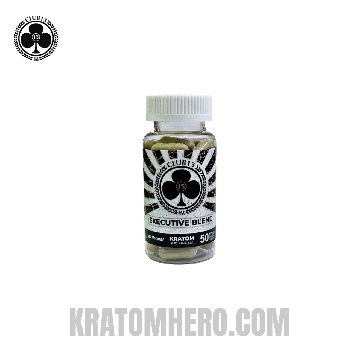 Club 13 Executive Blend Kratom Capsules - 50 Capsules
