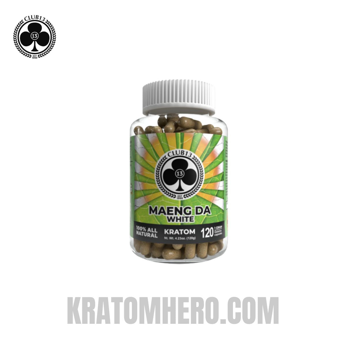 Club 13 White Maeng Da Kratom Capsules - 120 Capsules