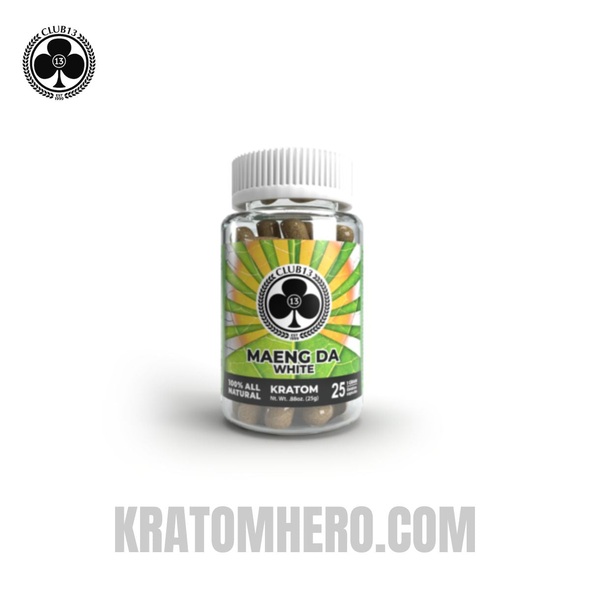 Club 13 White Maeng Da Kratom Capsules - 25 Capsules