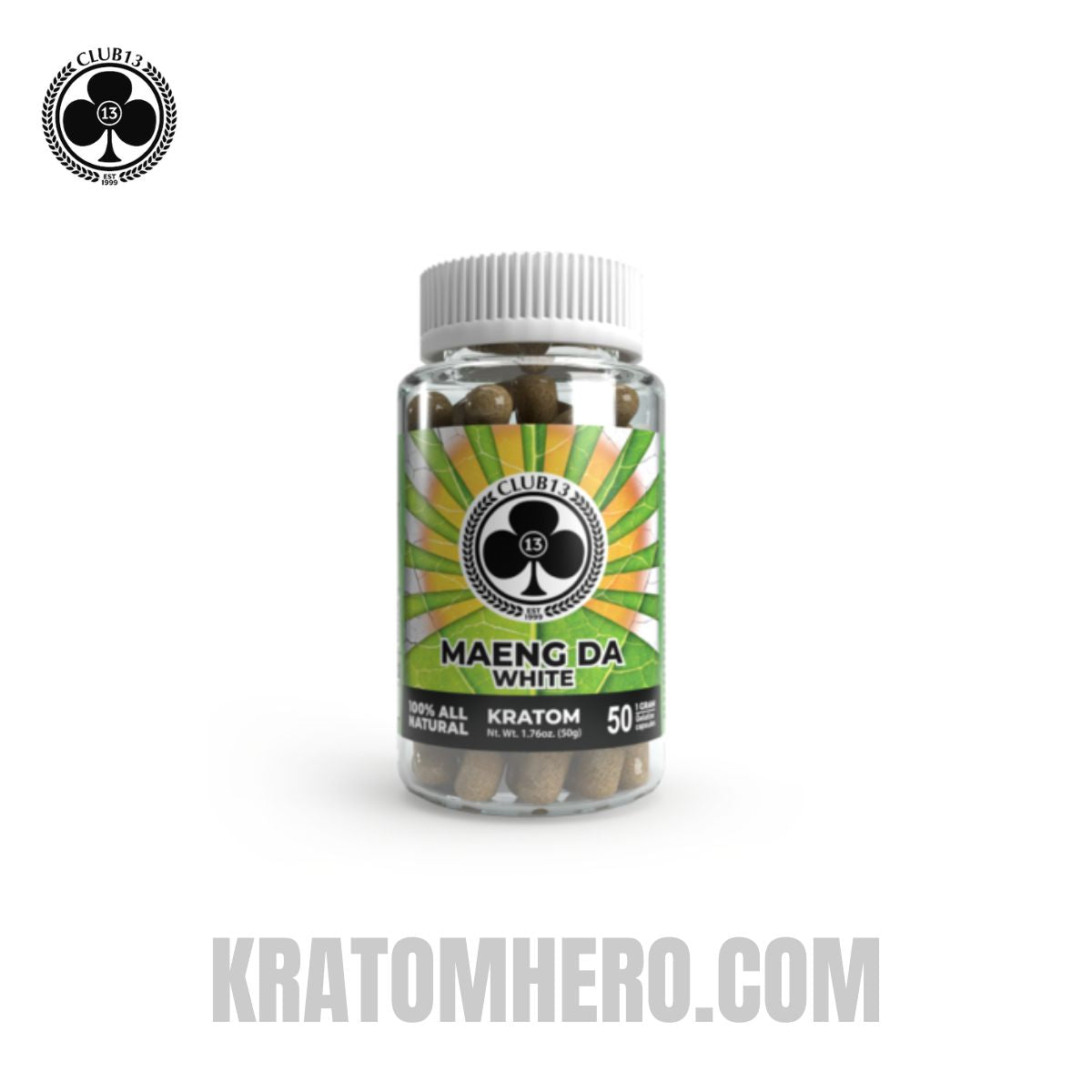 Club 13 White Maeng Da Kratom Capsules - 50 Capsules