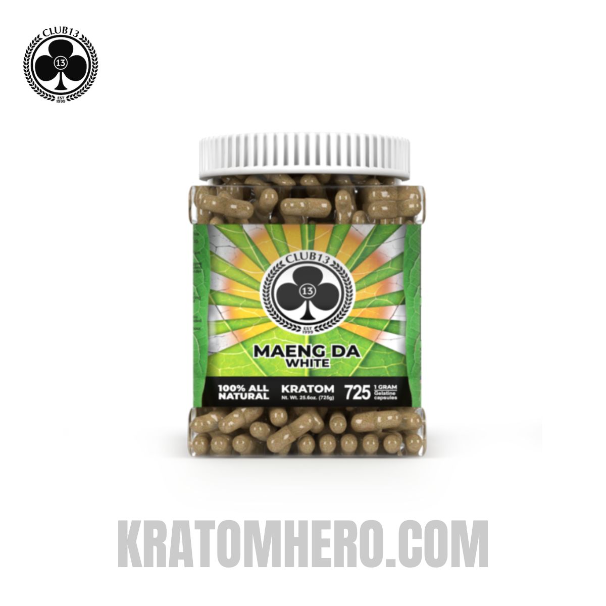 Club 13 White Maeng Da Kratom Capsules - 725 Capsules