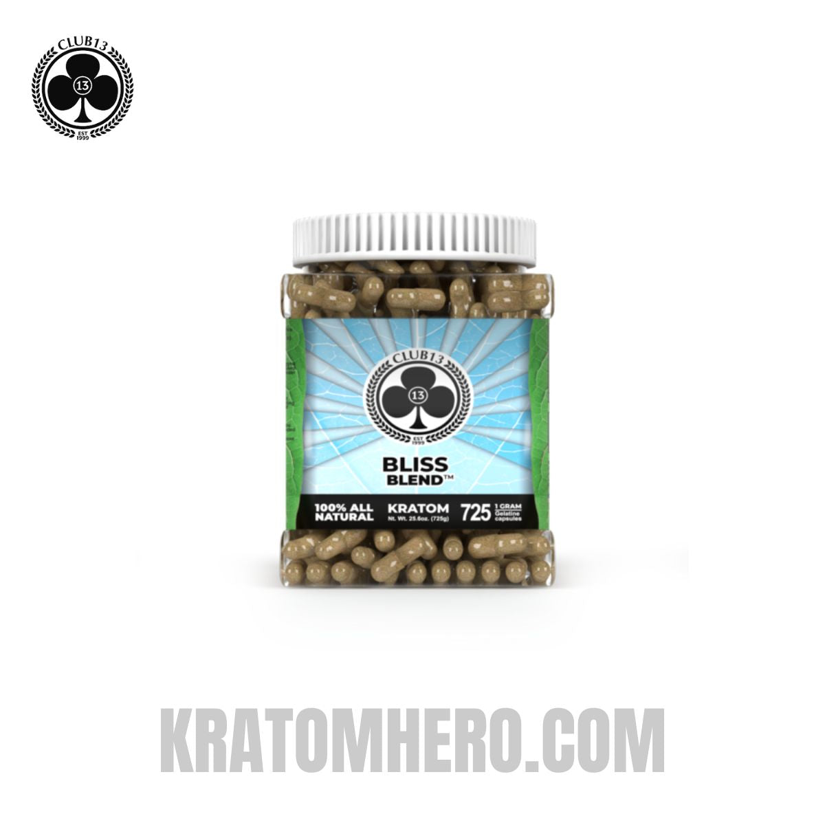 Club 13 Bliss Blend Kratom Capsules - 725 Capsules