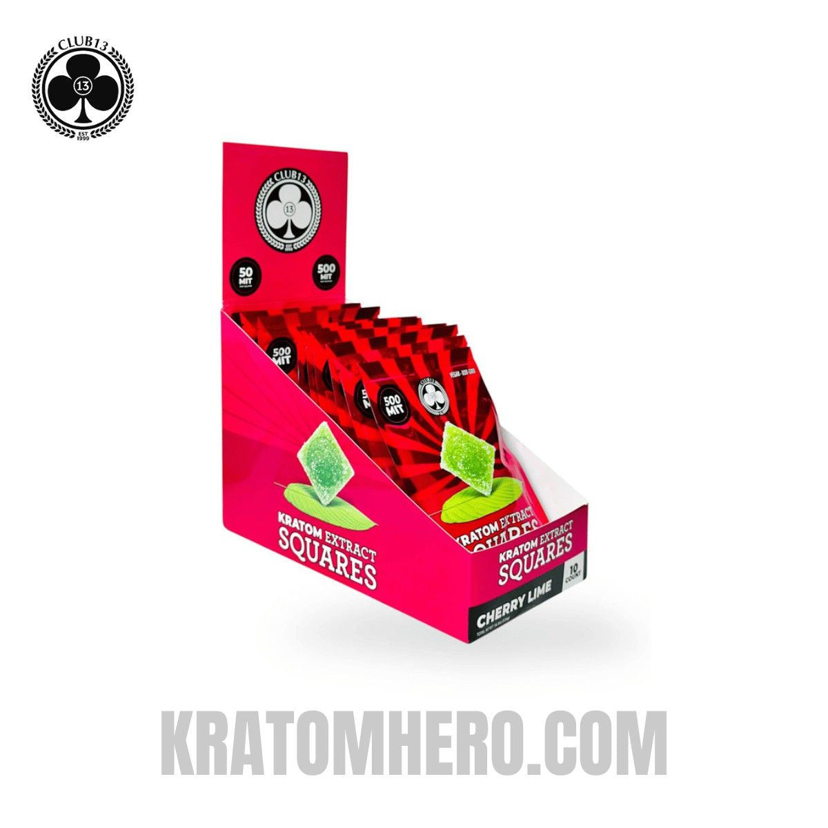 Club 13 Cherry Lime Extract Kratom Gummies - 10 Gummies Box