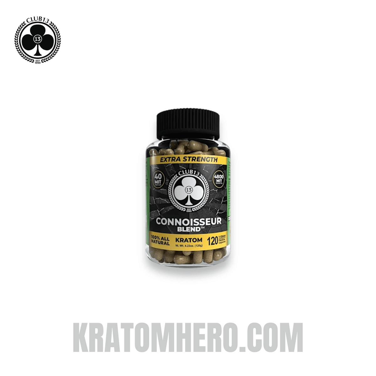 Club 13 Extra Strength Connoisseur Blend Kratom Capsules - 120 Capsules