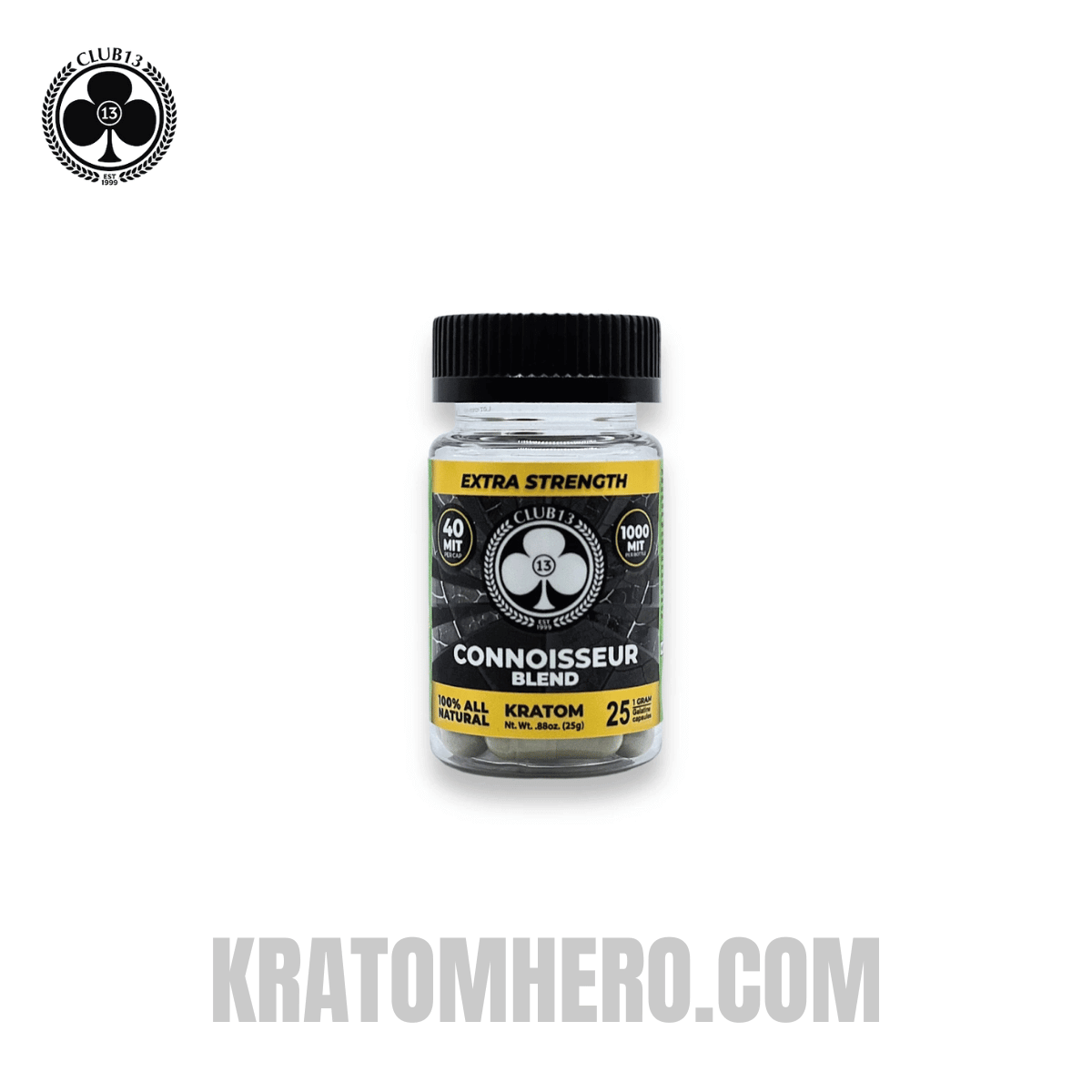 Club 13 Extra Strength Connoisseur Blend Kratom Capsules - 25 Capsules