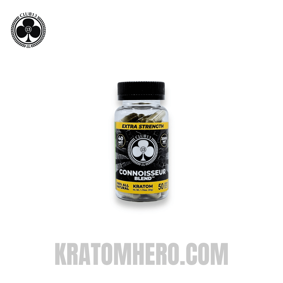 Club 13 Extra Strength Connoisseur Blend Kratom Capsules - 50 Capsules