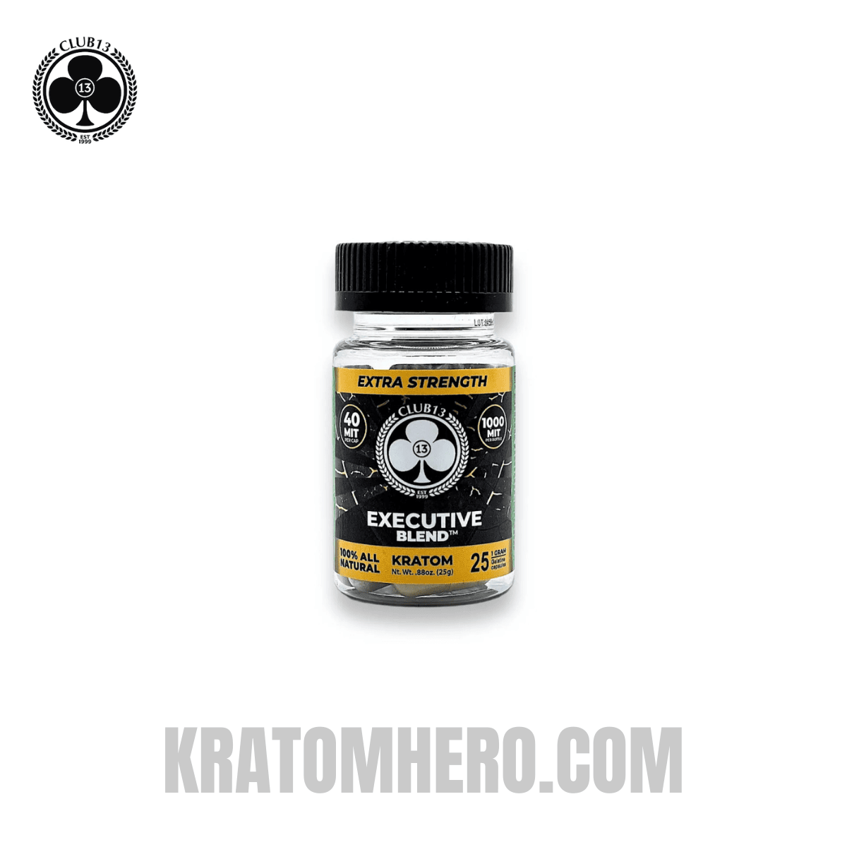 Club 13 Extra Strength Executive Blend Kratom Capsules - 25 Capsules