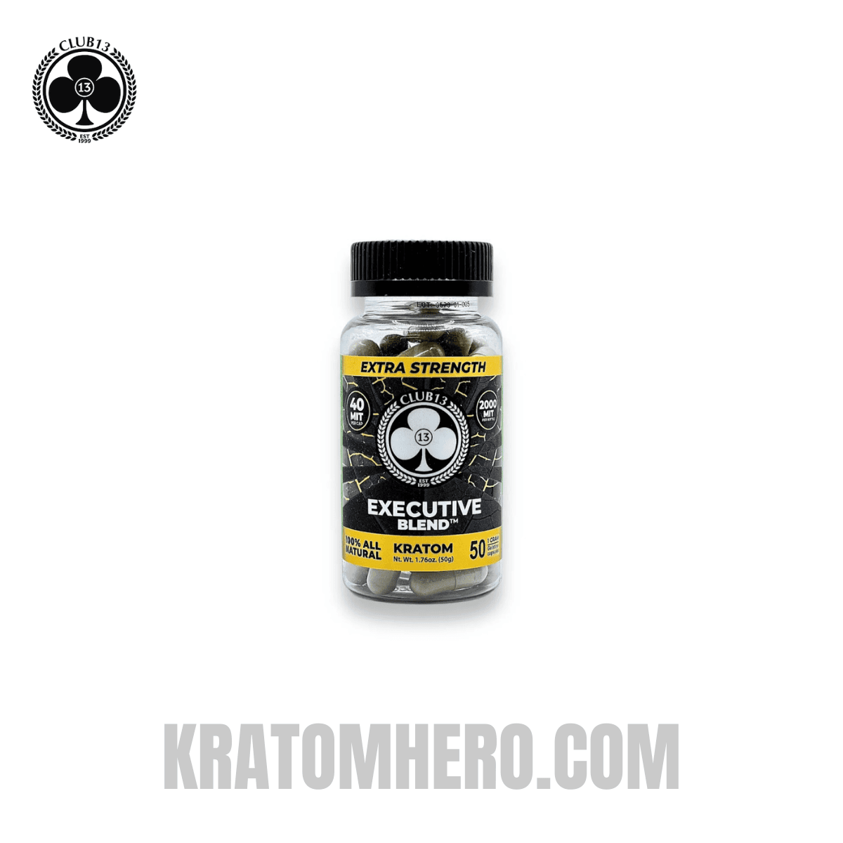 Club 13 Extra Strength Executive Blend Kratom Capsules - 50 Capsules