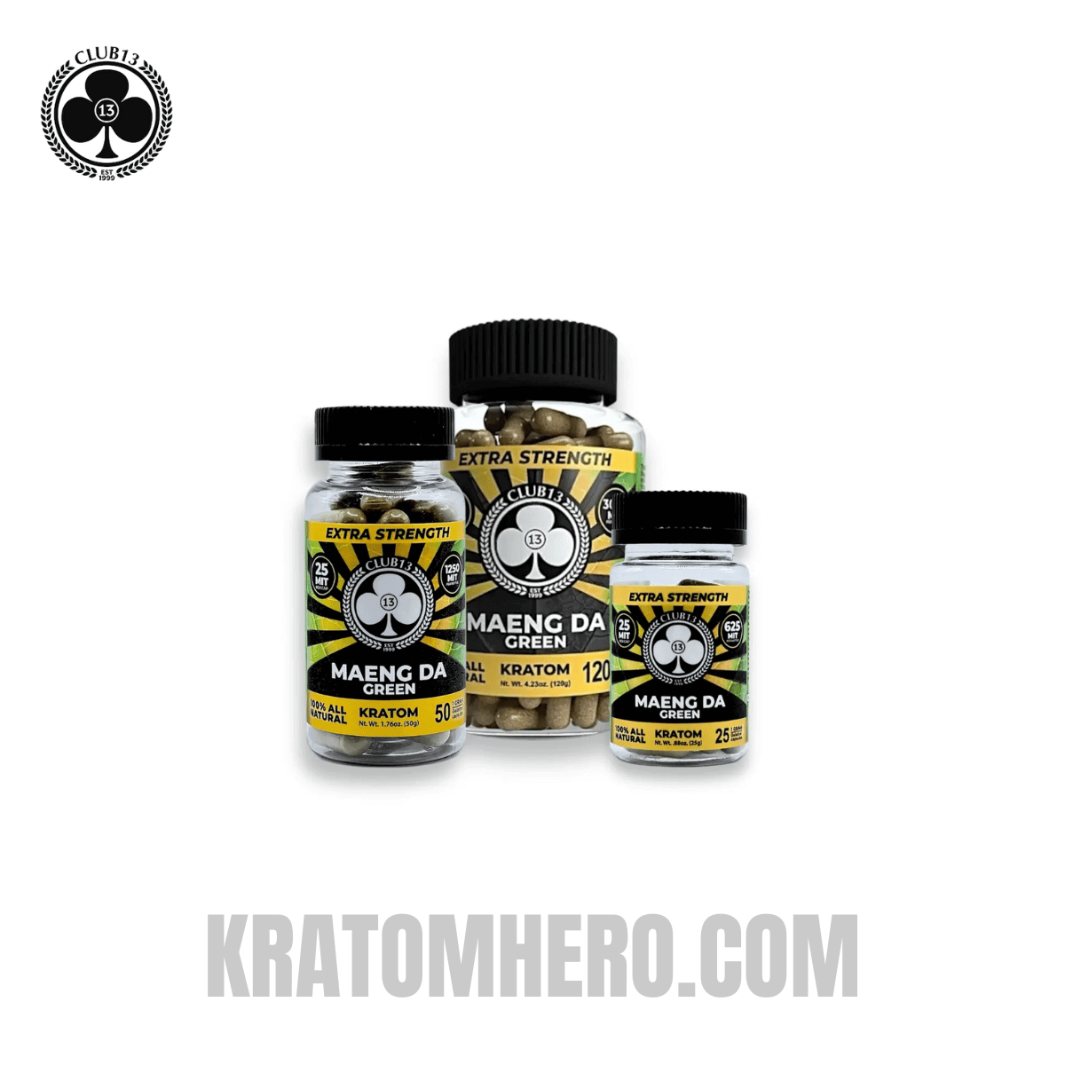 Club 13 Extra Strength Green Maeng Da Kratom Capsules