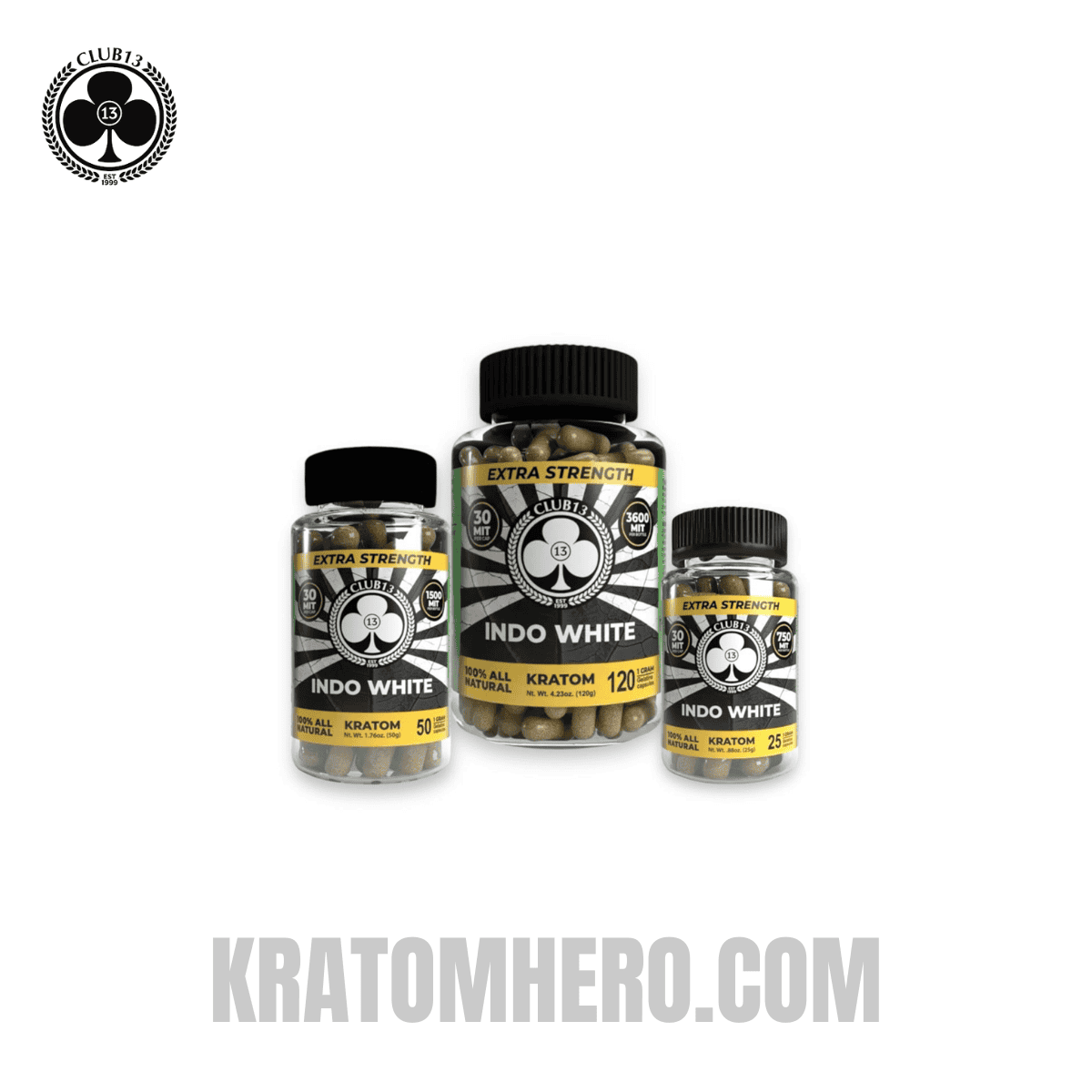 Club 13 Extra Strength Indo White Kratom Capsules