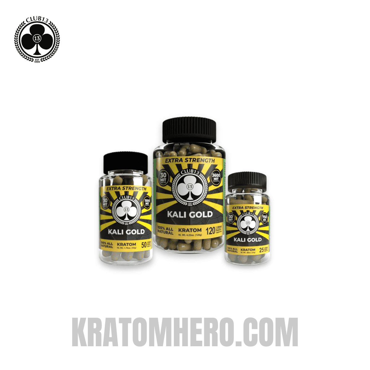 Club 13 Extra Strength Kali Gold Kratom Capsules