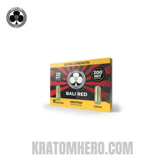 Club 13 Extra Strength Red Bali Kratom Capsules - 10 Capsules