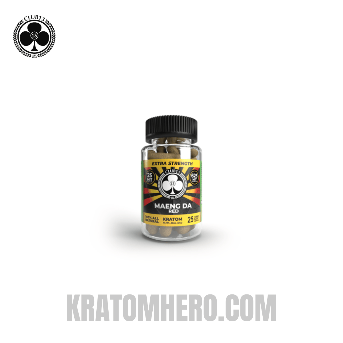 Club 13 Extra Strength Red Maeng Da Kratom Capsules - 25 Capsules