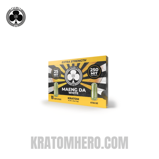 Club 13 Extra Strength White Maeng Da Kratom Capsules - 10 Capsules