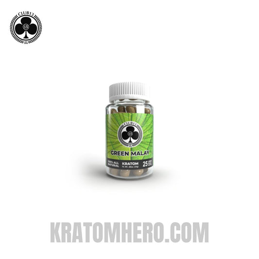 Club 13 Green Malay Kratom Capsules - 25 Capsules