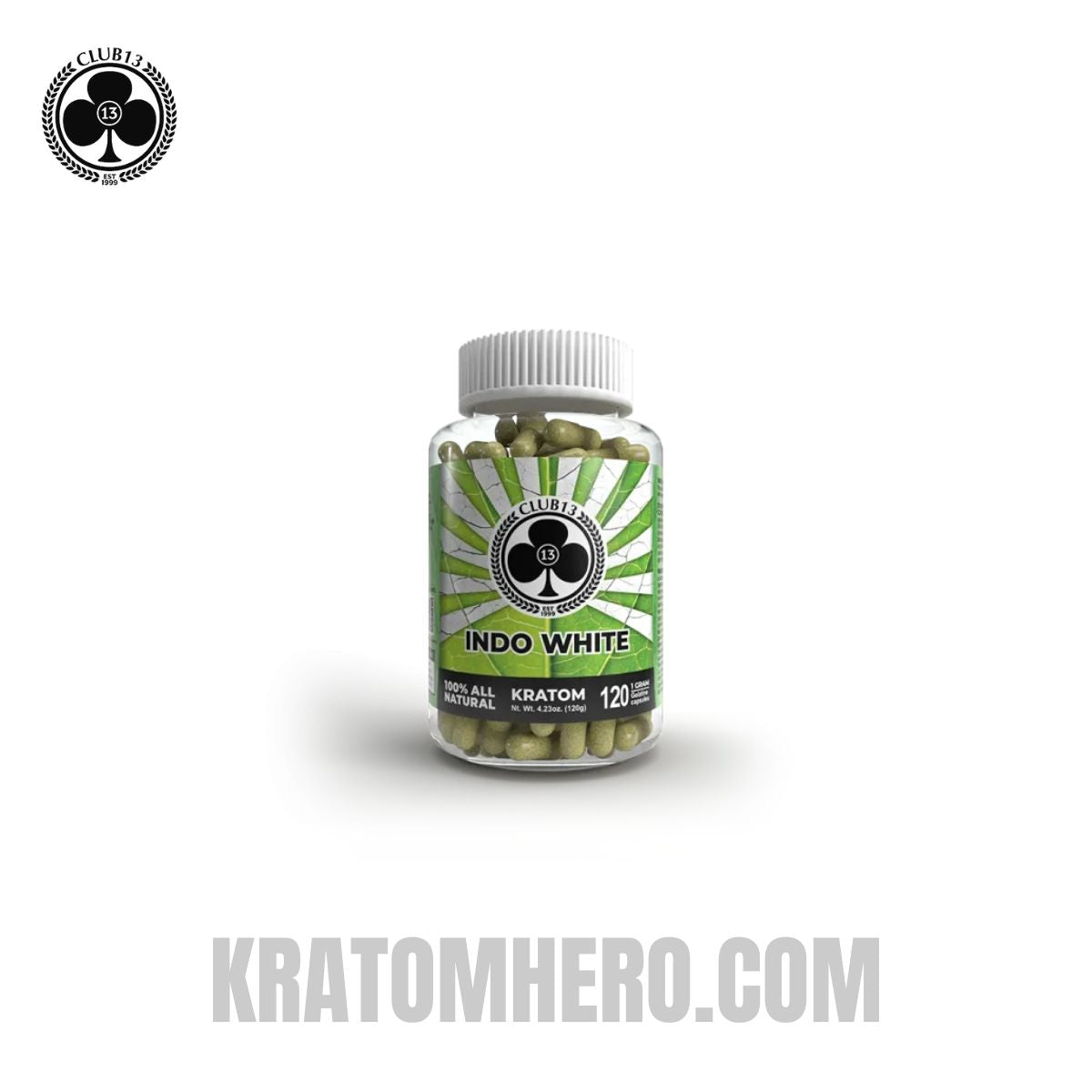 Club 13 Indo White Kratom Capsules - 120 Capsules