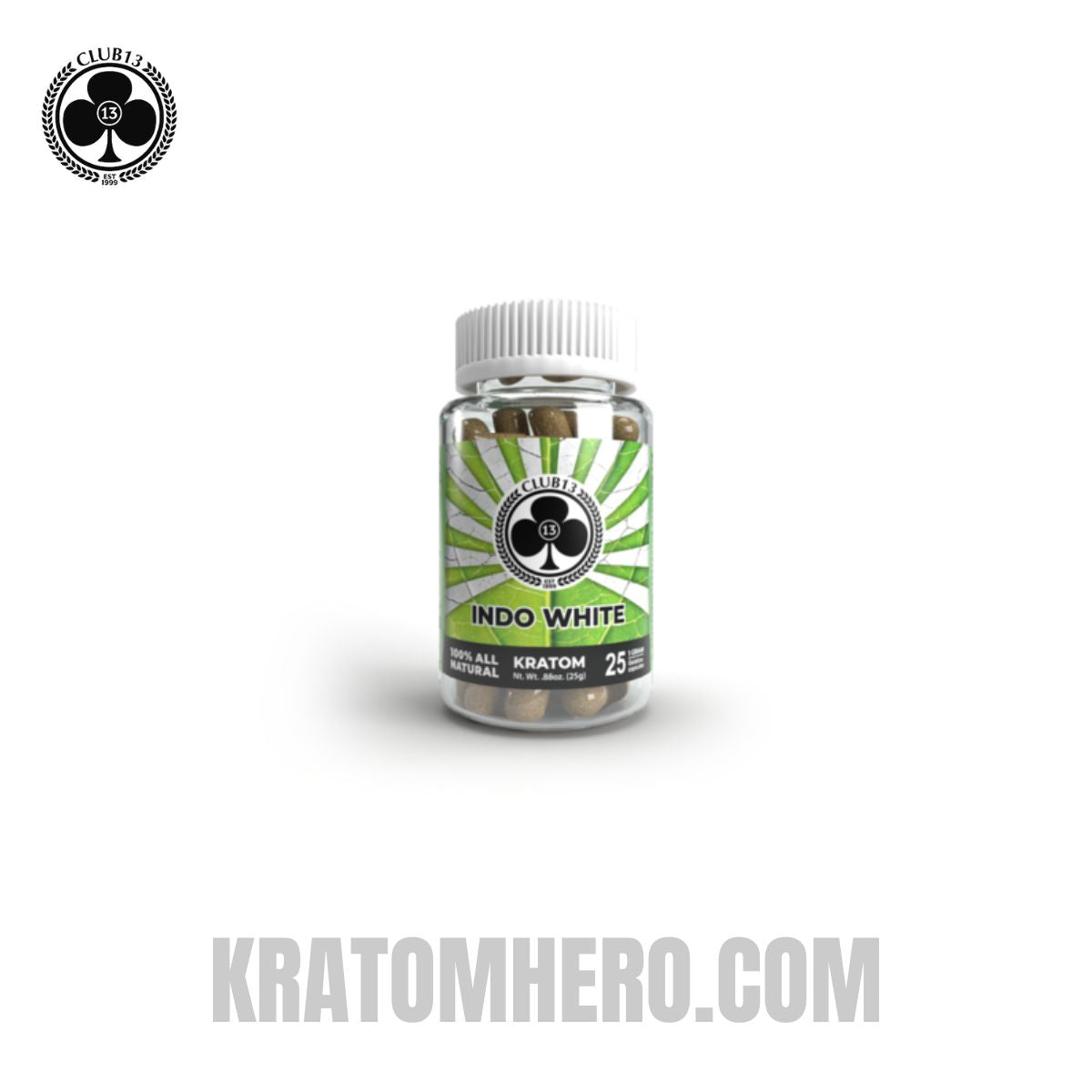 Club 13 Indo White Kratom Capsules - 25 Capsules
