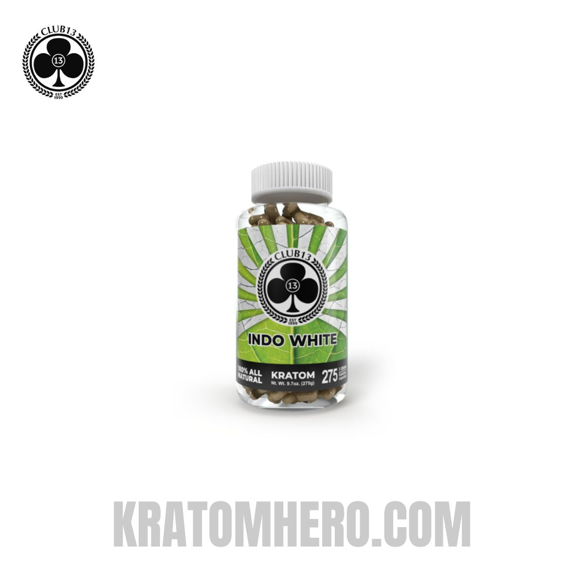 Club 13 Indo White Kratom Capsules - 275 Capsules